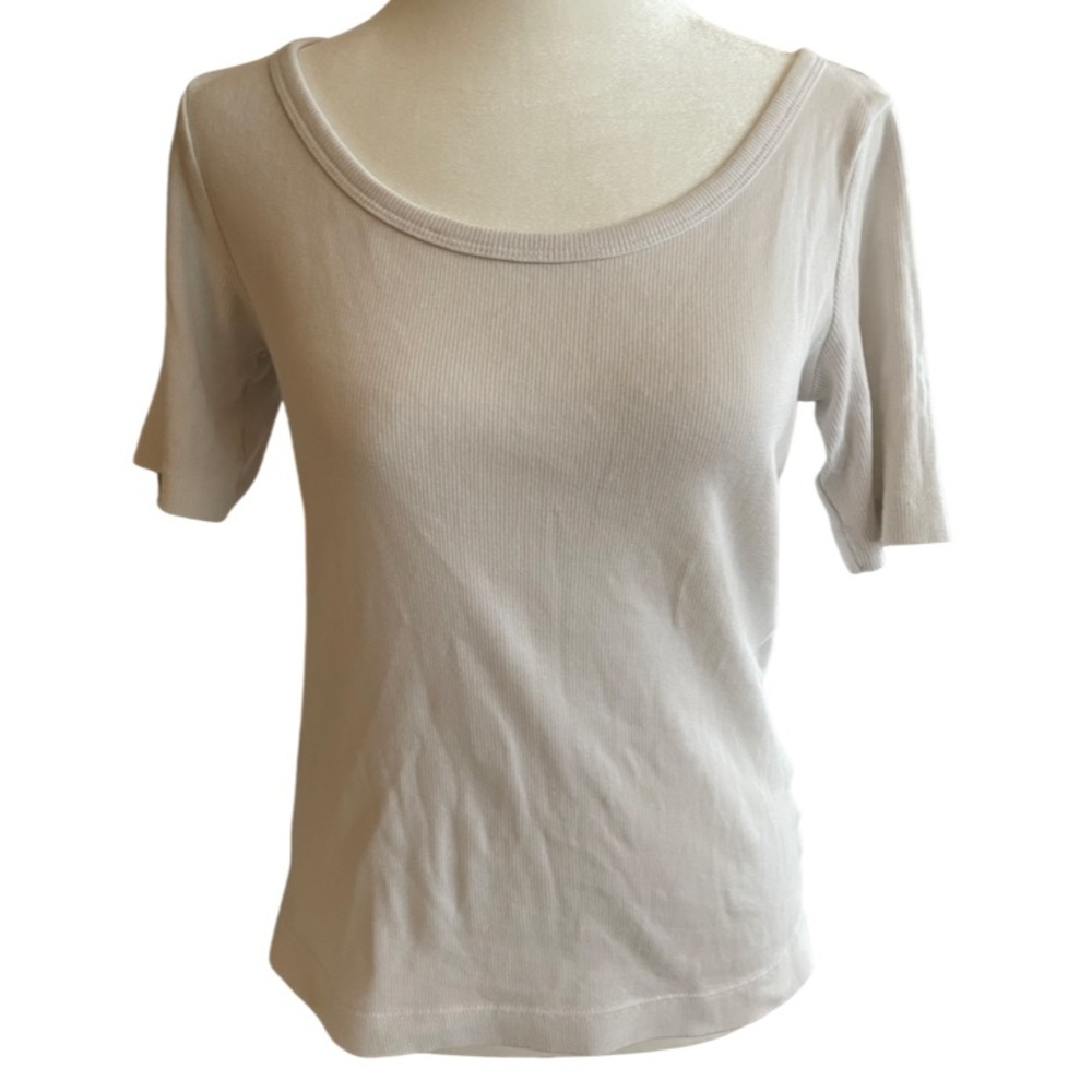 H&M white basics top M